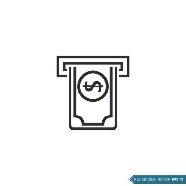 ATM Simgesi Vektör Şablonu Düz Çizim Tasarımı EPS 10