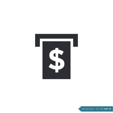 ATM Simgesi Vektör Şablonu Düz Çizim Tasarımı EPS 10