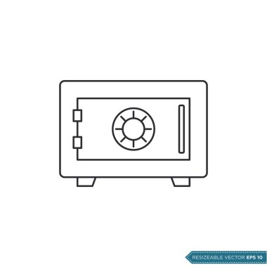 Güvenli Kutu Simgesi Vektör Şablonu Düz Simge İllüstrasyon Tasarımı EPS 10