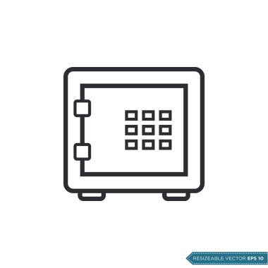 Güvenli Kutu Simgesi Vektör Şablonu Düz Simge İllüstrasyon Tasarımı EPS 10