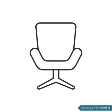 Ofis Sandalyesi Simge Vektör Şablonu Düz Tasarım EPS 10