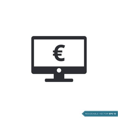 Euro Para İşareti Bilgisayar Simgesi Vektör Şablonu Düz Tasarım EPS 10
