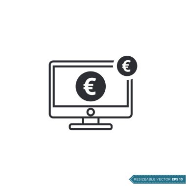 Euro Para İşareti Bilgisayar Simgesi Vektör Şablonu Düz Tasarım EPS 10