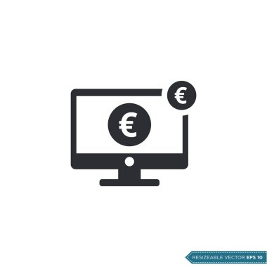 Euro Para İşareti Bilgisayar Simgesi Vektör Şablonu Düz Tasarım EPS 10