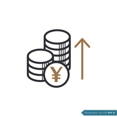 Yen Money Coin Simge Vektör Şablonu Düz Tasarım EPS 10