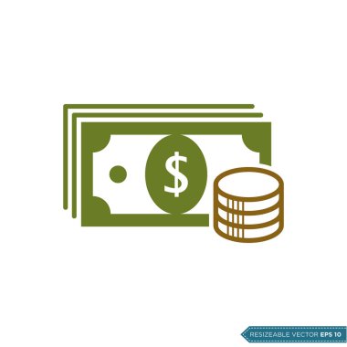 Dolar Para Simgesi Şablonu Düz Çizim Tasarımı EPS 10