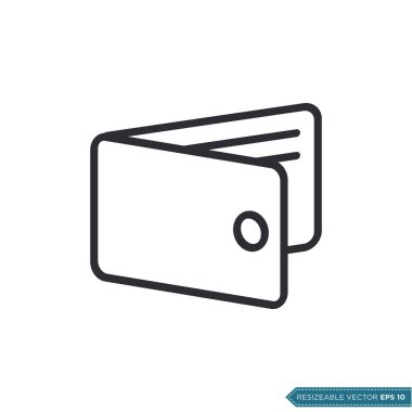 Basit Cüzdan Simgesi Vektör Şablonu Düz Çizim Tasarımı EPS 10