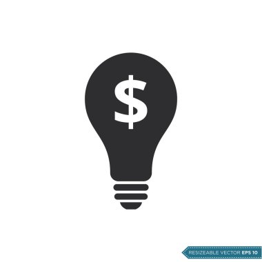 Ampul Para Doları Simge Vektör Şablonu Düz Tasarım EPS 10