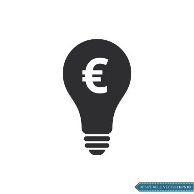 Ampul Parası Euro Simge Vektör Şablonu Düz Tasarım EPS 10
