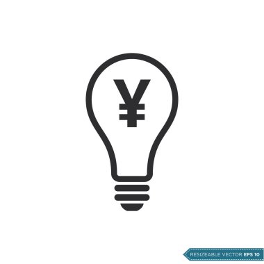 Ampul Para Yen Simge Vektör Şablonu Düz Tasarım EPS 10