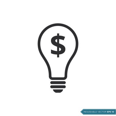 Ampul Para Doları Simge Vektör Şablonu Düz Tasarım EPS 10