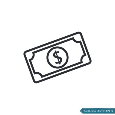 Dolar Kağıt Para Simgesi Vektör Şablonu Düz Tasarım EPS 10