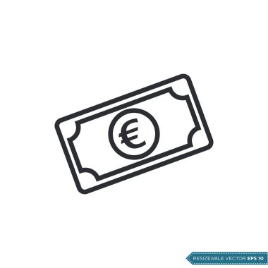 Euro Para Simgesi Vektör Şablonu Düz Tasarım EPS 10