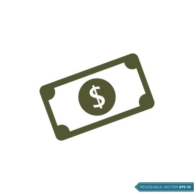 Dolar Kağıt Para Simgesi Vektör Şablonu Düz Tasarım EPS 10