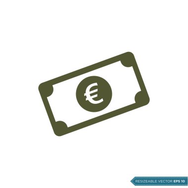 Euro Para Simgesi Vektör Şablonu Düz Tasarım EPS 10