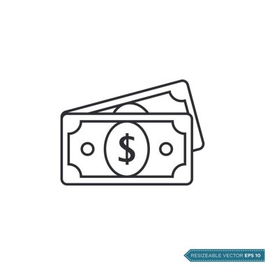 Dolar Kağıt Para Simgesi Vektör Şablonu Düz Tasarım EPS 10