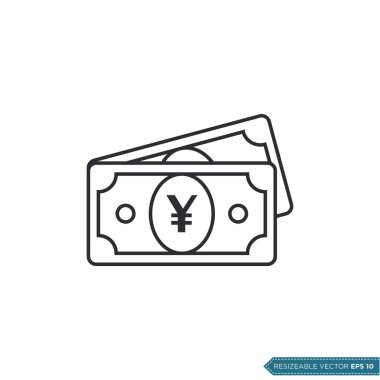 Yen Para Simgesi Vektör Şablonu Düz Tasarım EPS 10