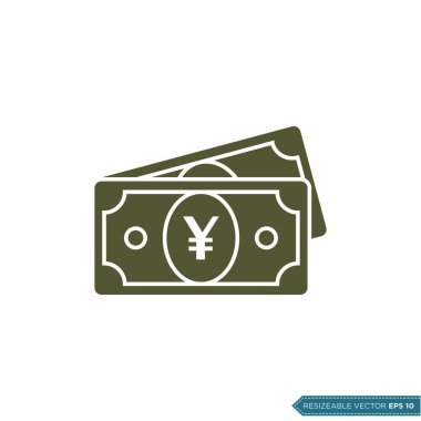 Yen Para Simgesi Vektör Şablonu Düz Tasarım EPS 10