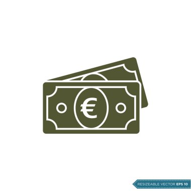 Euro Para Simgesi Vektör Şablonu Düz Tasarım EPS 10