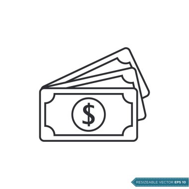 Dolar Kağıt Para Simgesi Vektör Şablonu Düz Tasarım EPS 10