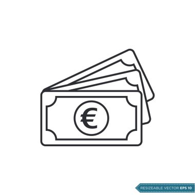 Euro Para Simgesi Vektör Şablonu Düz Tasarım EPS 10