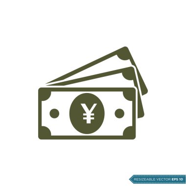Yen Para Simgesi Vektör Şablonu Düz Tasarım EPS 10