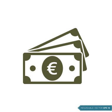 Euro Para Simgesi Vektör Şablonu Düz Tasarım EPS 10