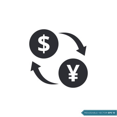 Yen Döviz Kuruna Dolar Simgesi Vektör Şablonu EPS 10