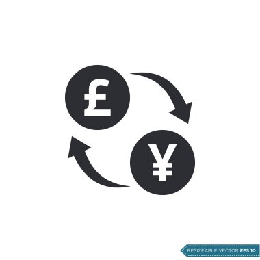 Sterling 'den Yen Değişim Para Birimi Simgesi Vektör Şablonu EPS 10