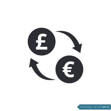 Sterlin Euro Değişim Para Birimi Simgesi Vektör Şablonu EPS 10