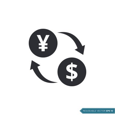 Yen 'den Dolar Değişimi Para Birimi Simgesi Vektör Şablonu EPS 10