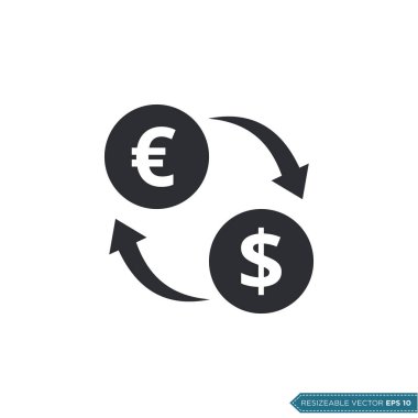 Euro 'dan Dolar Değişimi Para Birimi Simgesi Vektör Şablonu EPS 10