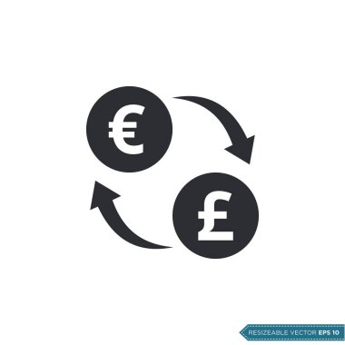 Sterlin Borsasına Euro Para Birimi Simgesi Vektör Şablonu EPS 10