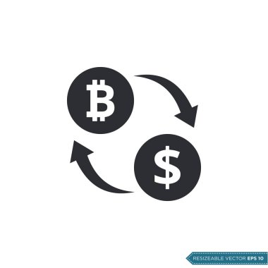 Bitcoin 'den Dolar Değişimi Para Birimi Simgesi Vektör Şablonu EPS 10