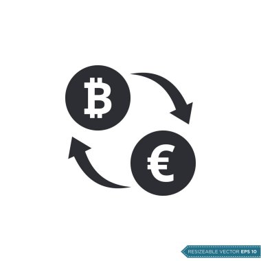 Bitcoin Euro Exchange Para Birimi Simgesi Vektör Şablonu EPS 10
