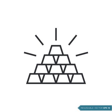 Altın Çubuk Simge Vektör Düz Çizim Tasarımı EPS 10