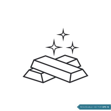 Altın Çubuk Simge Vektör Düz Çizim Tasarımı EPS 10