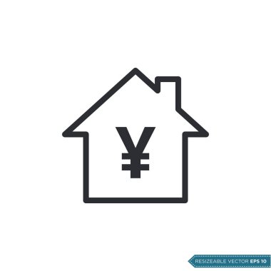 Yen İmza Evi Simge Vektör Şablonu Düz Tasarım EPS 10