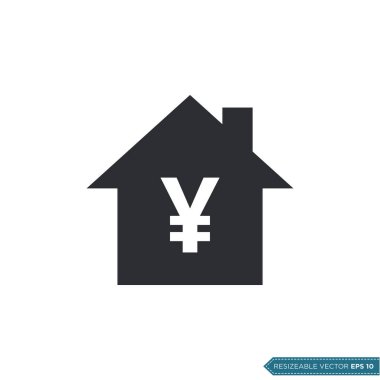 Yen İmza Evi Simge Vektör Şablonu Düz Tasarım EPS 10