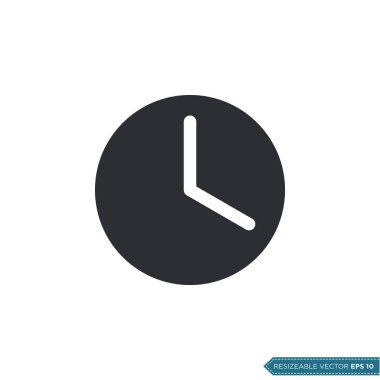 Saat Simgesi Vektör Şablonu Düz Tasarım Çizim Tasarımı EPS 10