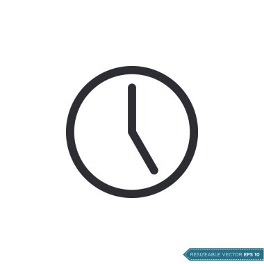 Saat Simgesi Vektör Şablonu Düz Tasarım Çizim Tasarımı EPS 10