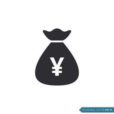Yen Para Torbası Simge Vektör Şablonu Düz Tasarım EPS 10