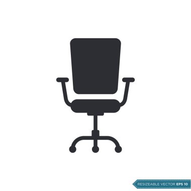 Ofis Sandalyesi Simge Vektör Şablonu Düz Çizim Tasarımı EPS 10