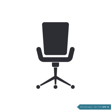 Ofis Sandalyesi Simge Vektör Şablonu Düz Çizim Tasarımı EPS 10