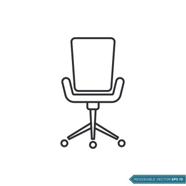 Ofis Sandalyesi Simge Vektör Şablonu Düz Çizim Tasarımı EPS 10