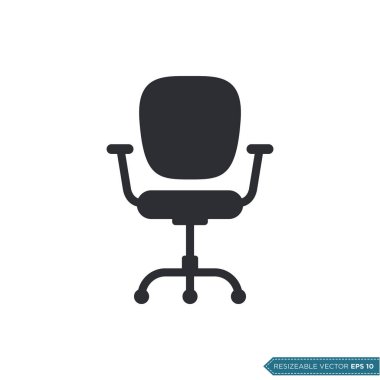 Ofis Sandalyesi Simge Vektör Şablonu Düz Çizim Tasarımı EPS 10