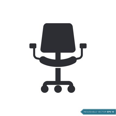 Ofis Sandalyesi Simge Vektör Şablonu Düz Çizim Tasarımı EPS 10