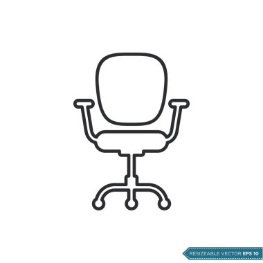 Ofis Sandalyesi Simge Vektör Şablonu Düz Çizim Tasarımı EPS 10