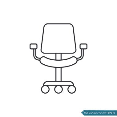 Ofis Sandalyesi Simge Vektör Şablonu Düz Çizim Tasarımı EPS 10