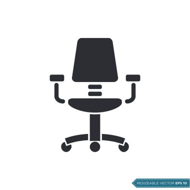 Ofis Sandalyesi Simge Vektör Şablonu Düz Çizim Tasarımı EPS 10
